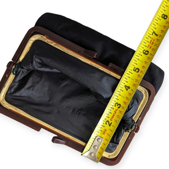 Vintage Tapestry Purse Clutch with Lucite Tortoiseshell Frame - Picture 7 of 8